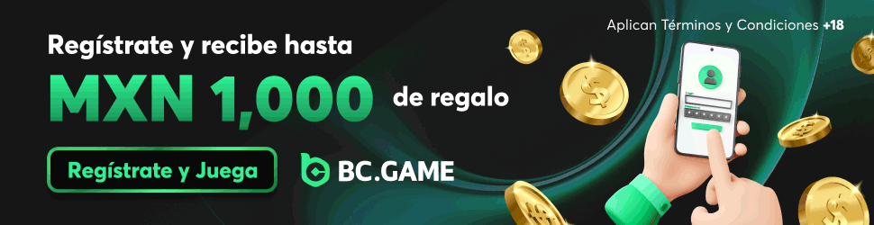 BC.GAME: paquete de bienvenida de hasta MXN 60,000 y bono del 100% en el primer depósito hasta MXN 15,000. Solo +18; aplican términos y condiciones.